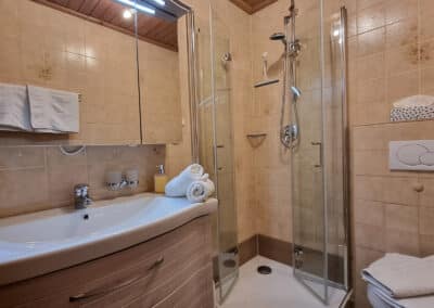 Badezimmer mit Dusche und WC_Ferienwohnung Soiern_Haus Alpenzauber_Krün